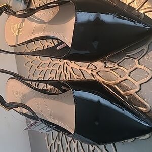 Black Patent Leather Slingback Heels